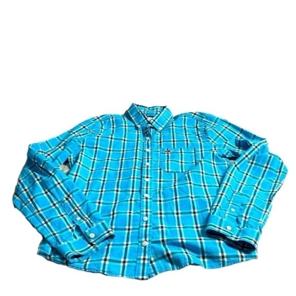 Size medium Hollister blue plaid button down shirt - Picture 1 of 6